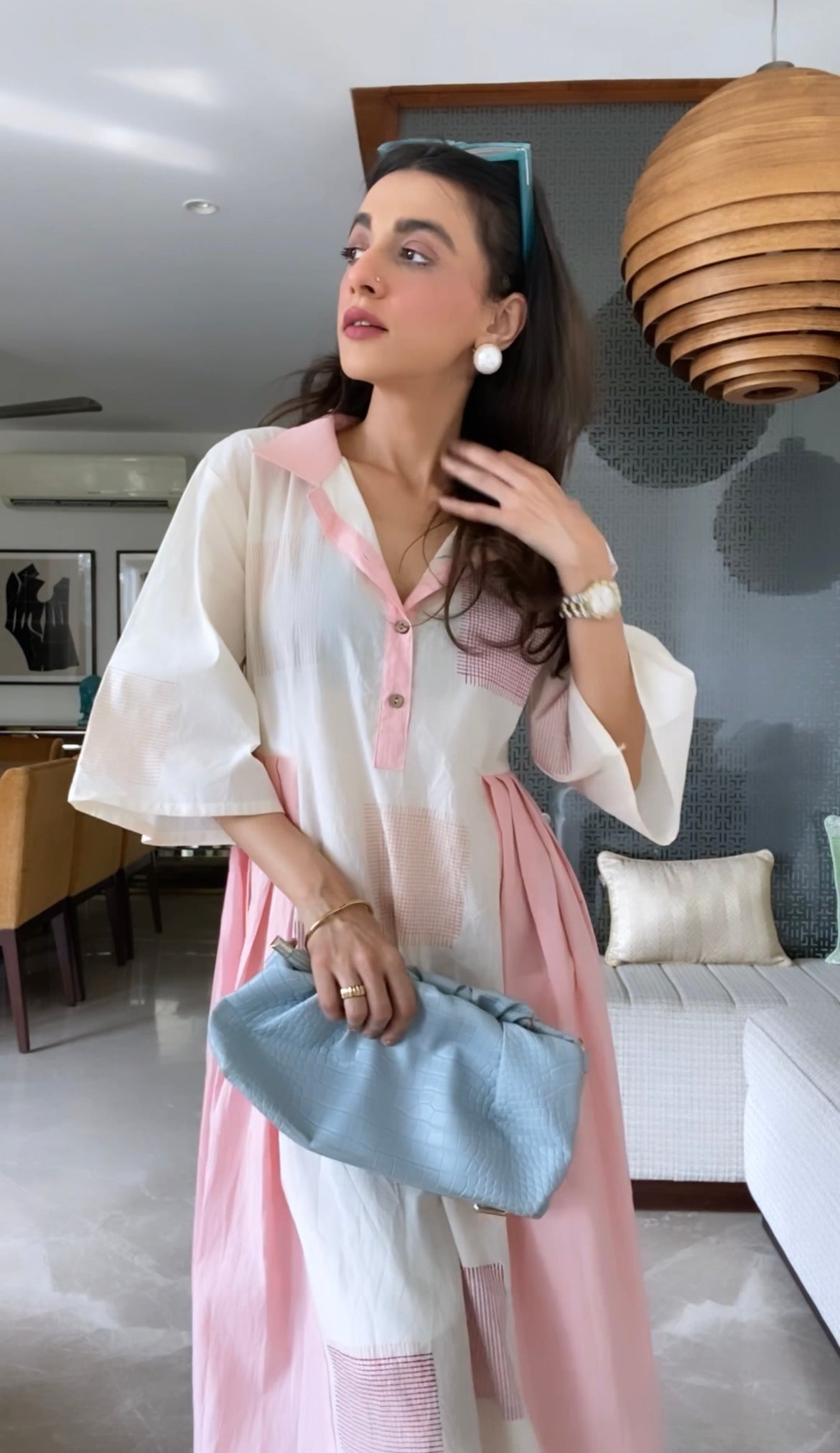 Clove Box Print Collared Dress