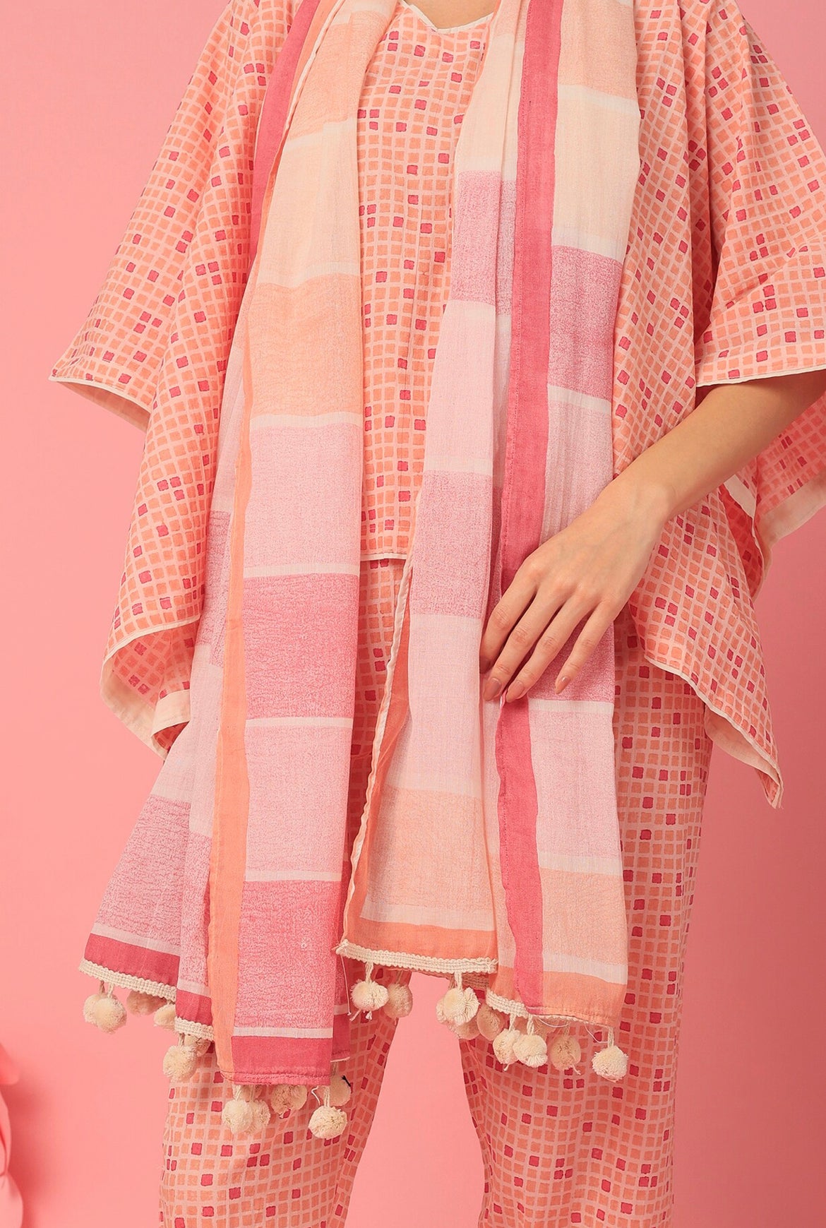Blush Pink Texture Paper Clove Dupatta