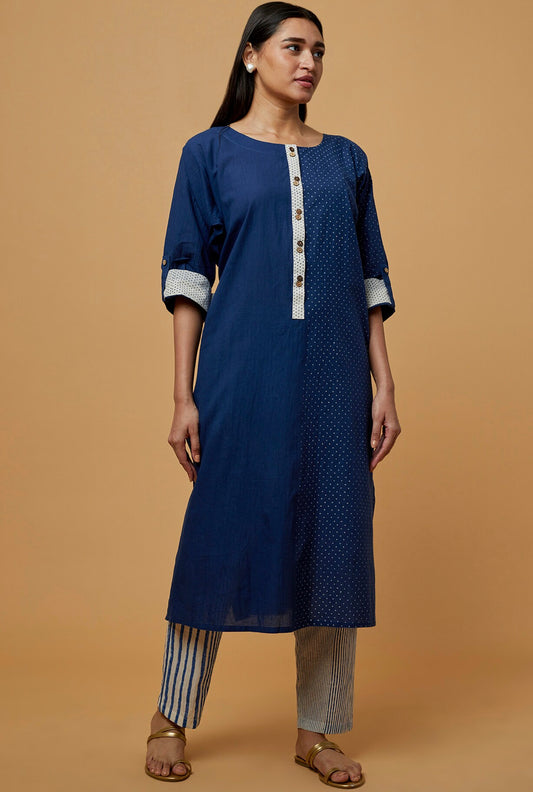 Twister Blue Polka Kurta