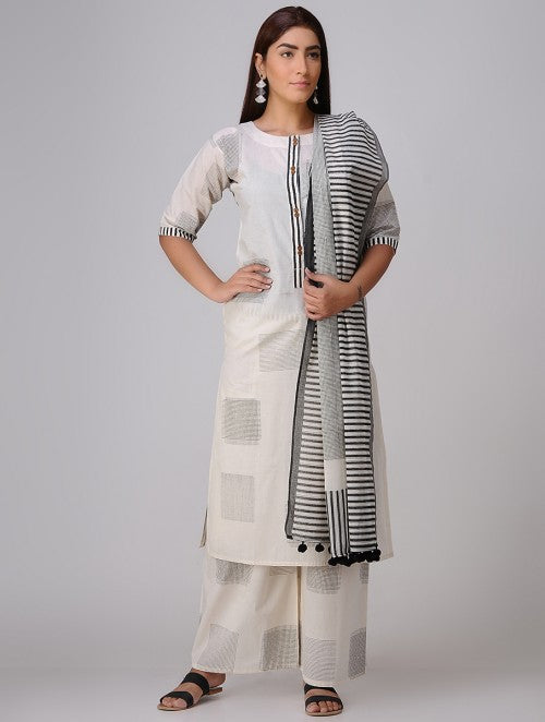 Space Crossed White Kurta