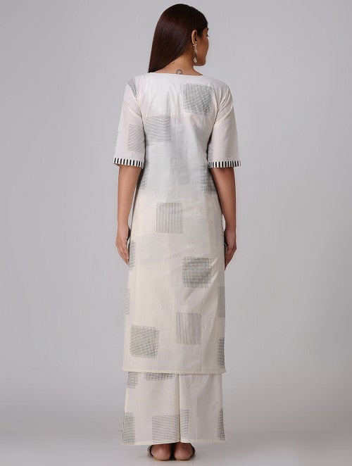 Space Crossed White Kurta